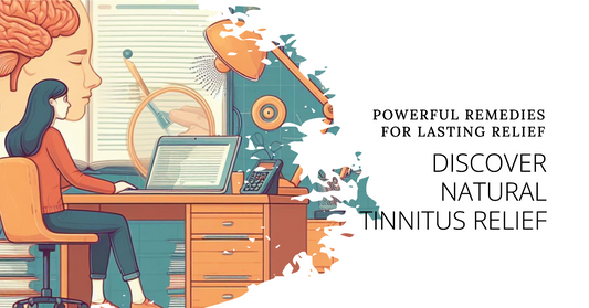 Person at desk searching Natural Tinnitus relief.